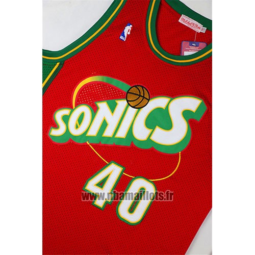 Maillot Seattle Supersonics Shawn Kemp No 40 Historic Retro Rouge